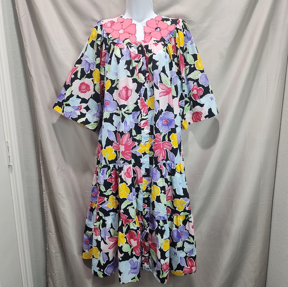 Models Coat Vintage 60s Drop Waist Floral Maxi Dress House Coat